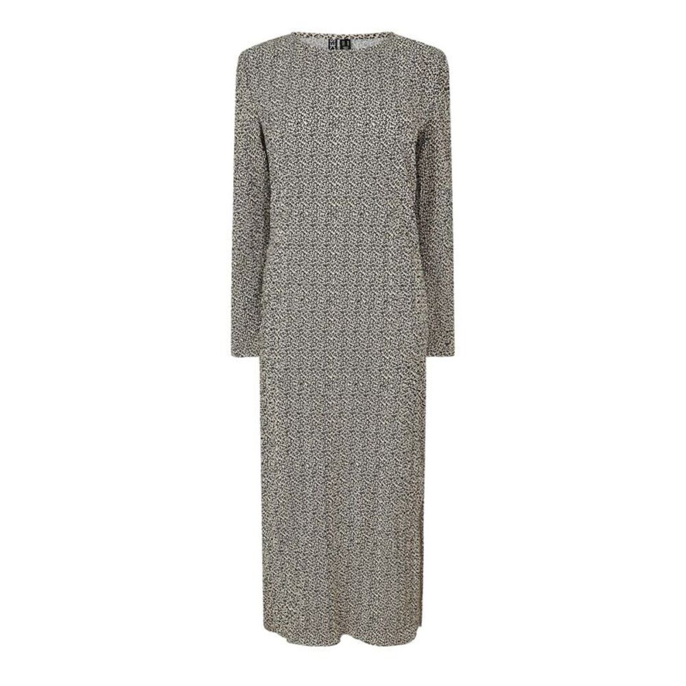 Pieces Womens/Ladies Animal Print Long-Sleeved Midi Dress / Natural